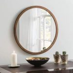Light Brown Wood Round Wall Mirror