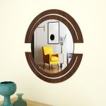Brown Round Mirror