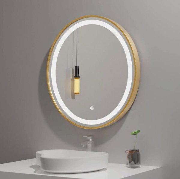 Keuna Gold Metal Framed Round LED Mirror 4